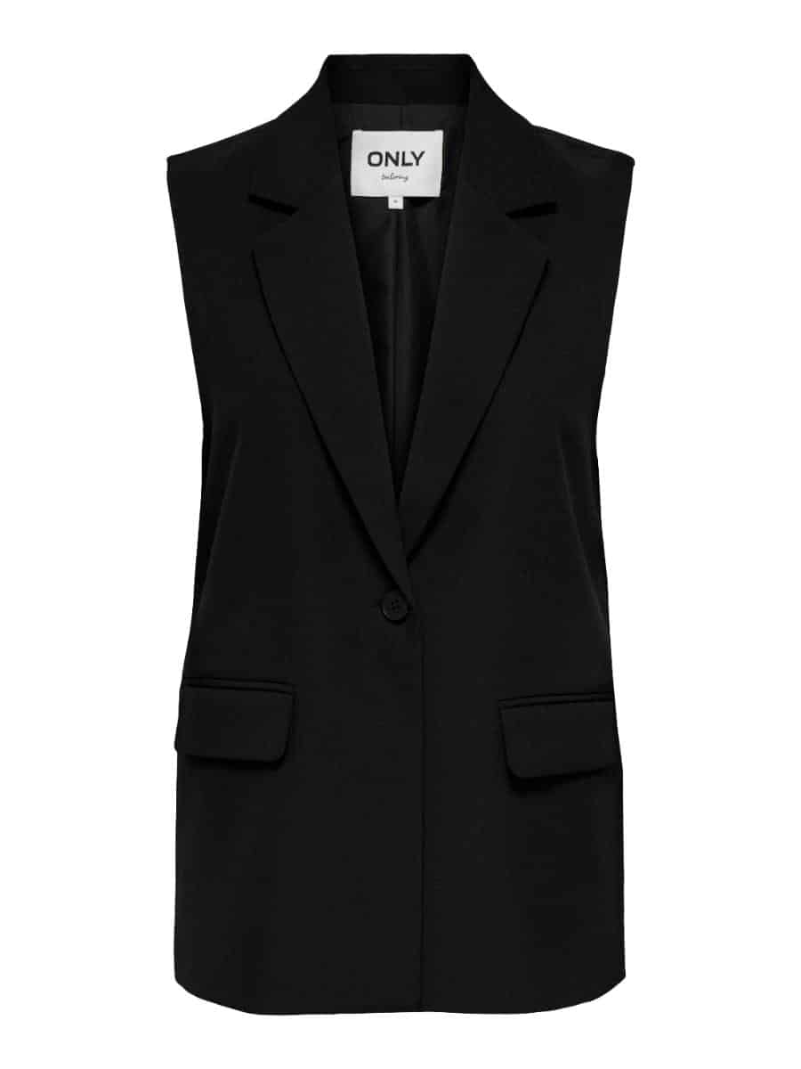only only lang zwart gilet onlelly bp 1bsi nf8 t2w4cp